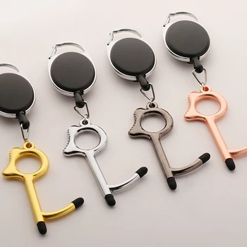 

The new multifunctional edc door opener can touch screen hygiene hand non-contact elevator keychain Avoid Touching Key Buckle