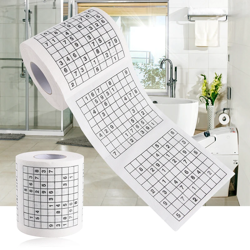 1 рулон 30 м 3,94 ''X3. 94 ''Новинка Забавный номер Sudoku безопасности печатных туалетной рулонной бумаги для ванной ткани подарок 1 рулон 2 слоя
