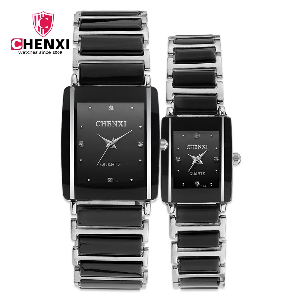 

Japan Dawn Ceramic MEN'S Watch Fashion Square Couples Quartz Watch Chenxi Black And White Watch
