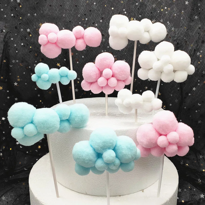 

Creative ins wind cloud cake decoration card white cloud cloud ball ball flag birthday cake plug-in venue decoration flag fittin