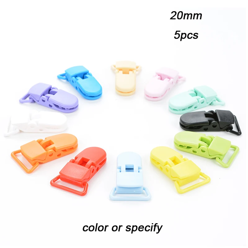 5pcs 20mm colorful LOFCA, разноцветный нейлоновый шнур, Прорезыватель для сосок, зажим, аксессуары, сделай сам, для прорезывания зубов, ожерелье, подвеска для изготовления ювелирных изделий - Цвет: 5pcs 20mm colorful