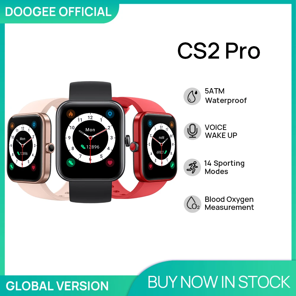DOOGEE CS2 Pro Smartwatch Sport Smart Watch 5ATM Waterproof Blood Oxygen Measurement Heart rate measurement 14 Sports Modes
