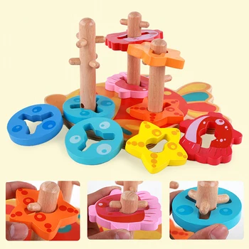 

Children 2020 Cute Little Fish Less Than Three Years Old Training Intelligence Matching Rotate Wooden Block Set Learing