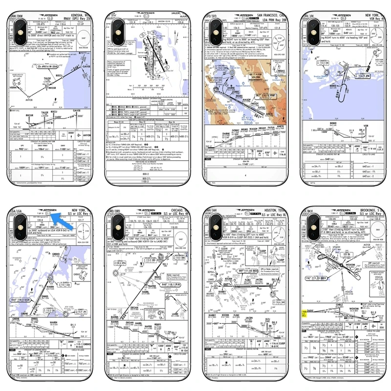 Aviation Chart Accessories Phone Case For iPhone 12 Mini 11 Pro Max XS Max XR X 8 7 Plus 6 6S Plus 5 5S SE 2020 iphone 8 clear case