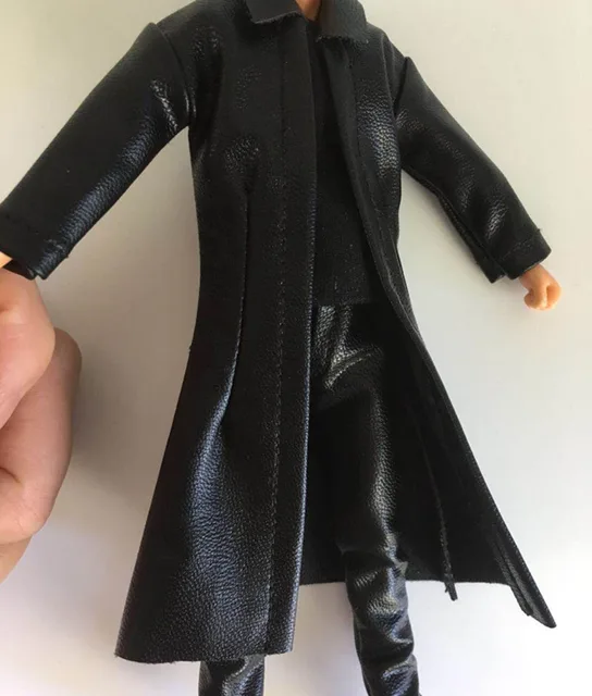 1/12 Female/Male Figure Accessory Leather Windbreaker Coat Pants Two-piece Suit Clothes Model for 6 inches Action Figure 3