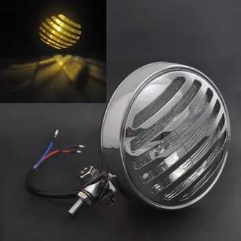 

Motorcycle Front Headlight Head Lights Headlamp Bulb Cafe Racer for Harley Custom Bobber Cruiser Chrome Universal