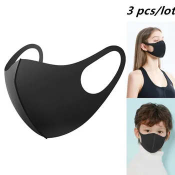 

3Pcs/Lot Black Reusable Unisex Mouth Face Mask Anti Dust PM2.5 Windproof Mouth Muffle Mask Outdoor Travel Comfy Masks Fashion
