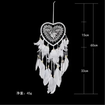 

25# Handmade Lace Feather Bead Hanging Decoration Ornament Gift Fashionable Net For Wall Hanging Car Home Decoration For Home