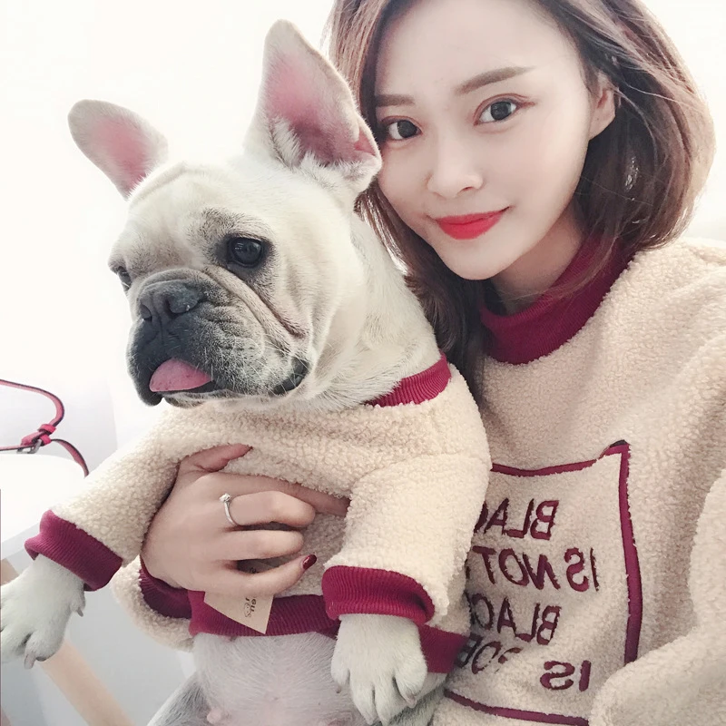 

Alphabet Embroidery Pet Dog Clothes Parenthood Clothing For Dogs Warm Teddy Comfortable Wearable Bulldog Pug Chihuahua Yorkshire