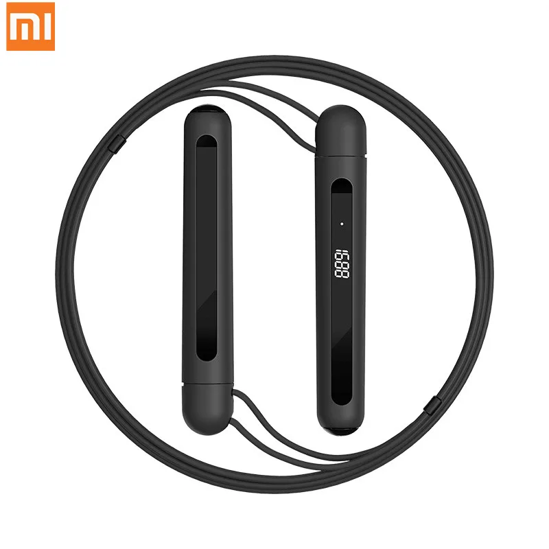 Черный Xiaomi mijia YUNMAI умный тренировочный Скакалка приложение запись данных USB Перезаряжаемый Регулируемый износостойкий прыжки через скакалку - Цвет: Черный