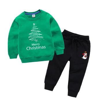 

Festival Kids Costume Set Merry Christmas Letter Printing Christmas Outfit Long Sleeve Sweatshirt Tops+Pants Toddler Clothes Set