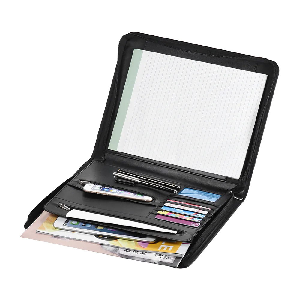 На молнии многофункциональный A4 портфель Профессиональный Padfolio файл органайзер с блокнотом карты карман для бизнесменов менеджер