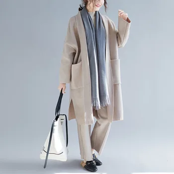 

Johnature New Winter Trench Women 2020 Solid Color Loose Casual Korean Pockets Irregular Cardigan All Match Long Female Coats