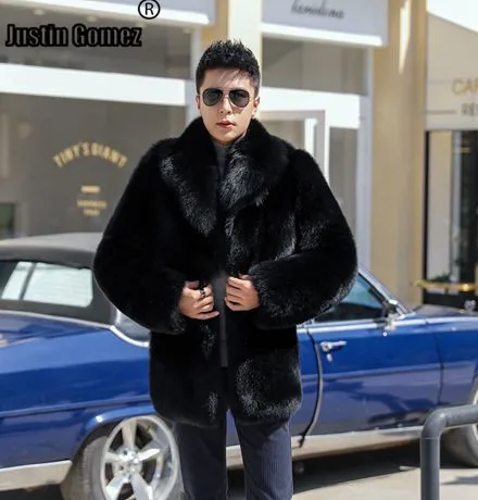 Hot Promotie Warm Cut Wind Mannelijke Herenkleding Dikke Zwarte High-end Real Fox Fur Jacket Man Uitloper winter Mannen Jas En Jas