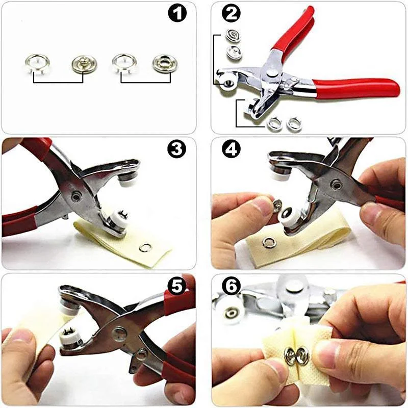 200pcs Snap Button Kit with Pliers Metal Press Studs Tool Kit Stainless  Steel Snap Fastener Kit Accessory for DIY Crafts Clothes - AliExpress