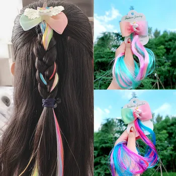 

2020 New Princess Glitter Colorful Hair Clips for Girls Long Sequin Ponytail Hairpins Headbands Kids Gum Hair Accessories