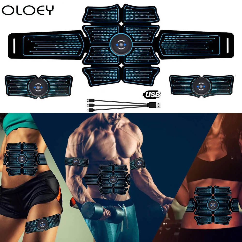 EMS Rechargeable Abdominal Electromagnetic Stimulation Of Muscles Trainer ABS Gym Abdomen Muscular Exercise Fitness Equipment