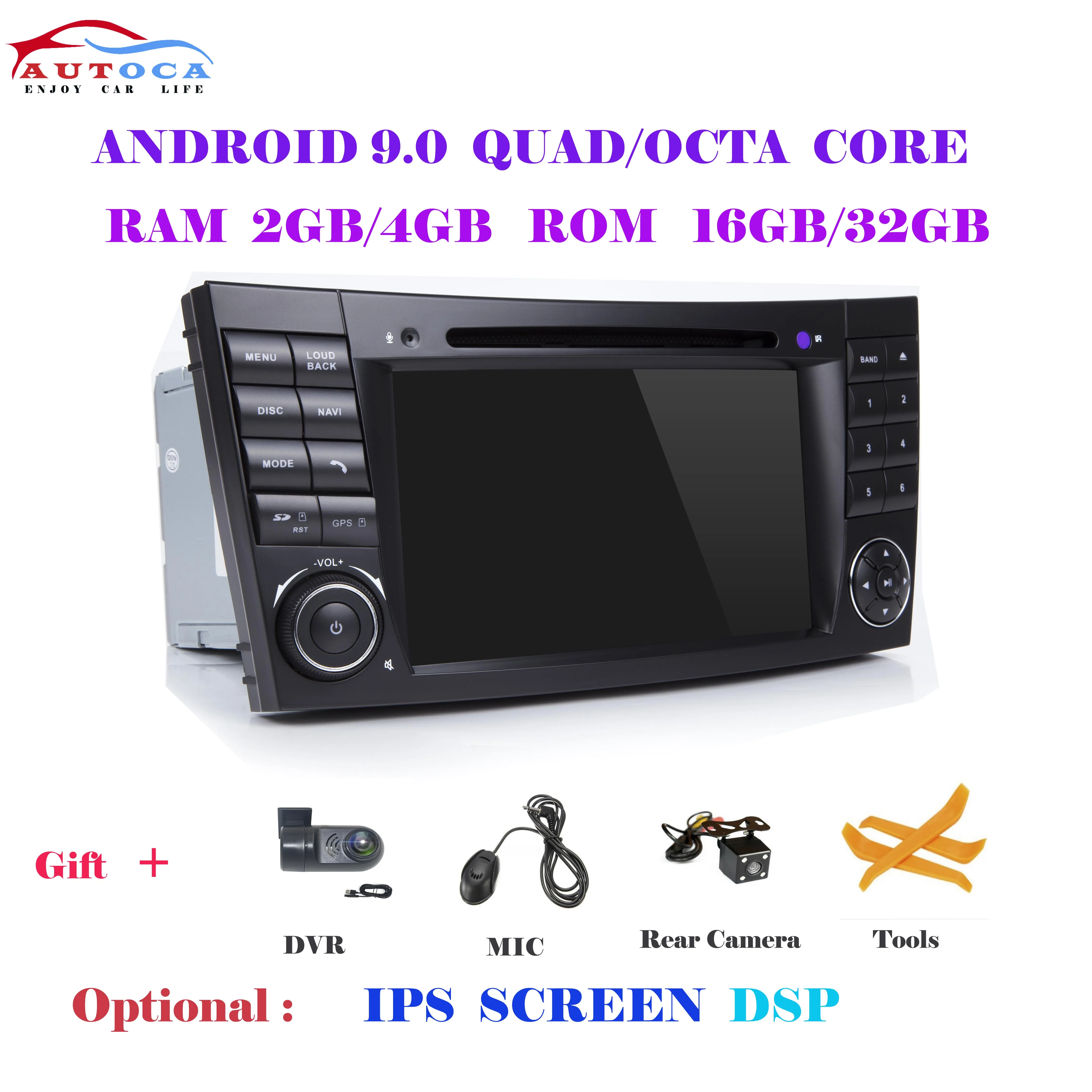 Ips DSP 4G 64G Android 9,0 2 din Автомобильный dvd-плеер для Mercedes Benz e-класс W211 E200 E220 E300 E350 E240 E270 E280 CLS класс W219
