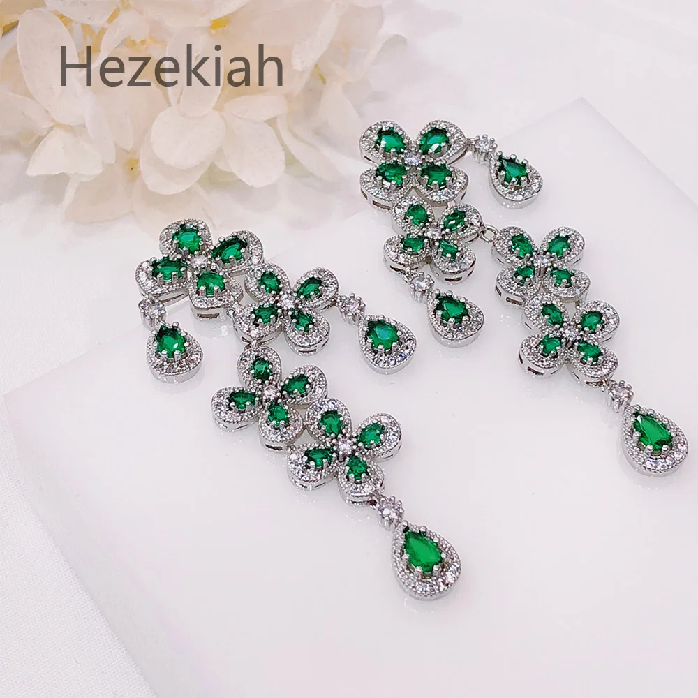 Hezekiah S925 Серебряные женские благородные серьги с кисточками, персонализированные модные серьги, блестящие вечерние серьги для танцев - Окраска металла: Зеленый