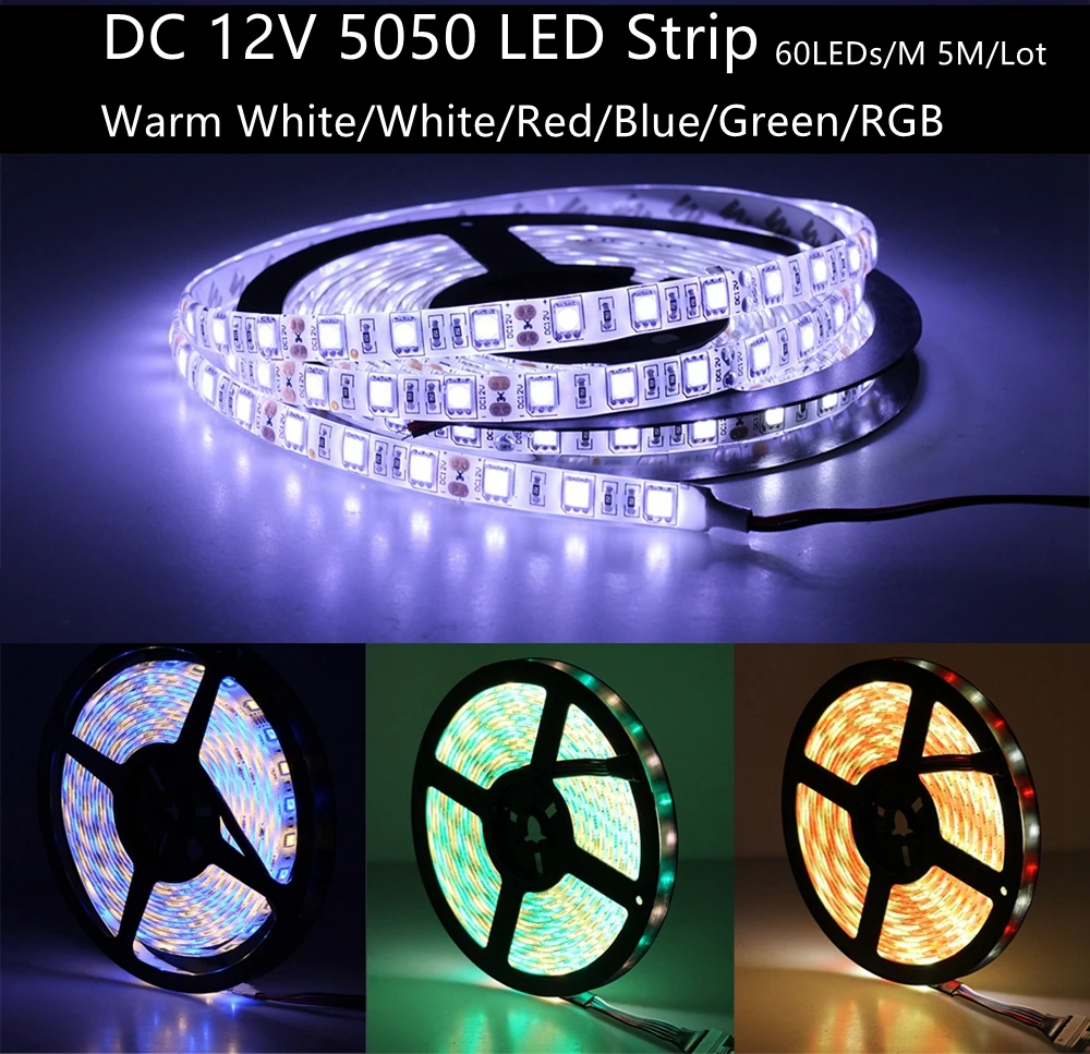 DC12V Светодиодная лента 5050SMD 60 Светодиодный s/M DIY гибкий светодиодный светильник водонепроницаемый RGB 5050 светодиодный лента для ТВ фоновый светильник ing украшение