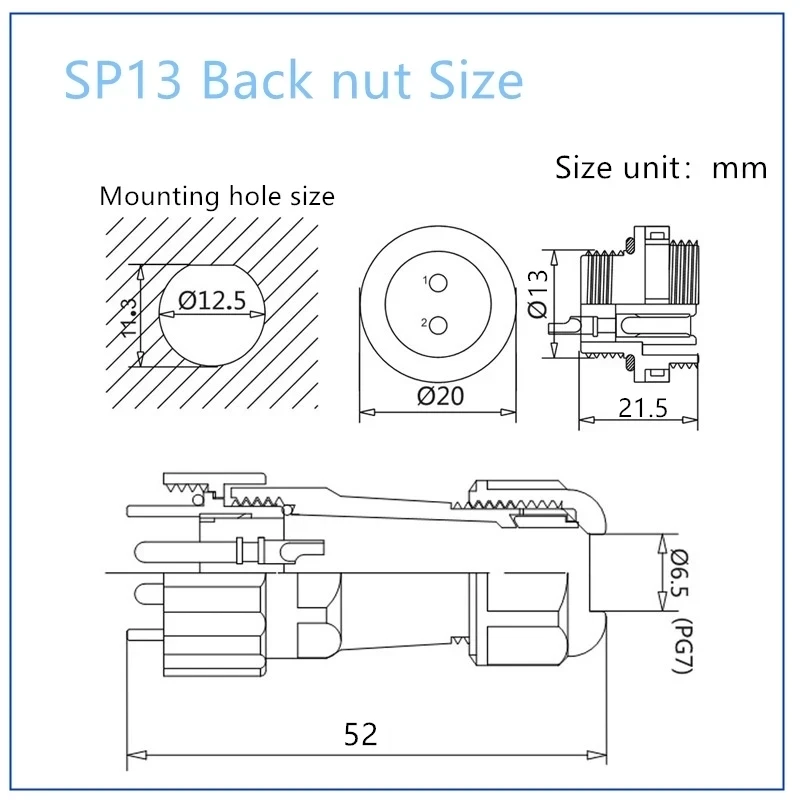 Wire Connector SP13 Waterproof IP68 1/2/3/4/5/6/7/9 Pin Cable Male/Female Plug And Socket Nut/Flange/Docking