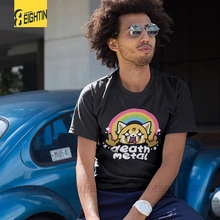 Death Metal Aggretsuko aggression Retsuko, футболки из хлопка, Мужская одежда, футболки с коротким рукавом, футболки большого размера с рисунком