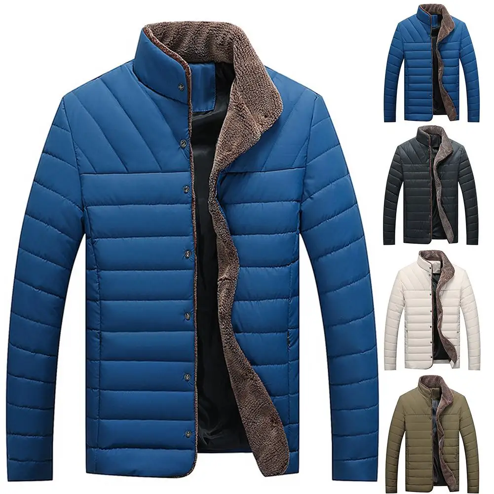 Winter Coat Men Jacket Warm Cotton Coats Stand Collars Zippers Clothes Mens 2019 new | Мужская одежда