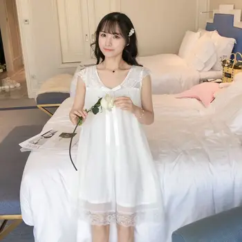 

Summer New Sexy Nightgown For Women'S Summer Cotton Lace Sleepdress Lovely Fairy Court Princess Style Nightdress Casual Homewear