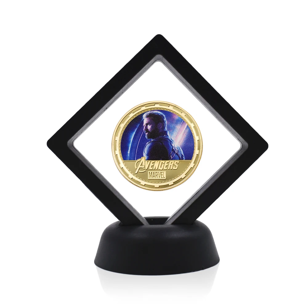 

New Year Gifts Coins Collectibles 24K Gold Plated Coin Avengers Super Hero Us Challenge Coin with Display Stand Home & Garden
