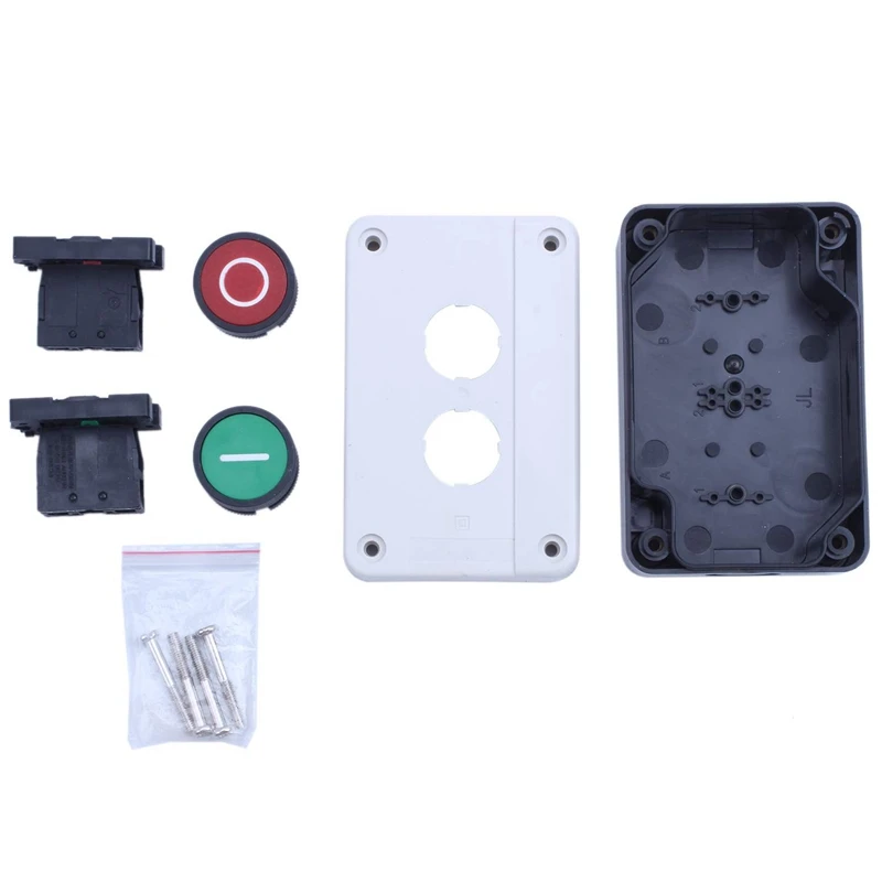 AC 600V 10A Momentary Red Green Sign NO NC Push Button Switch Station