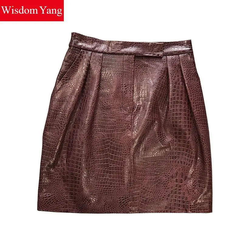 Schapenvacht Echt Alligator Lederen Rokken Vrouwen Zomer Hoge Taille Herfst Zwart Rood Mini Rok Vrouwelijke Sexy Koreaanse Wrap Jurk Schapenvacht Echt Alligator Lederen Rokken Vrouwen Zomer Hoge Taille Herfst Zwart Rood Mini Rok Vrouwelijke Sexy Koreaanse Wrap Jurk