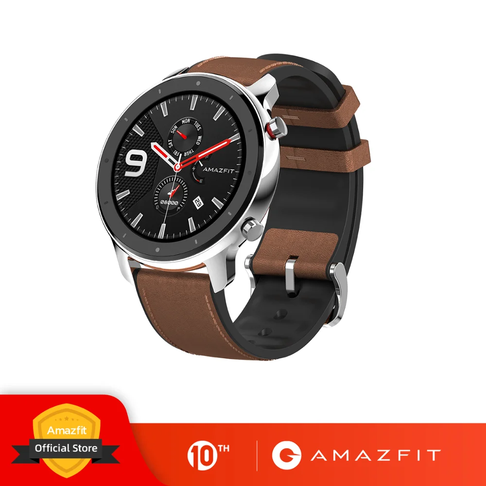

Global Version Amazfit GTR 47mm Smart Watch 5ATM Waterproof Smartwatch 24Days Battery Music Control Leather Silicon Strap