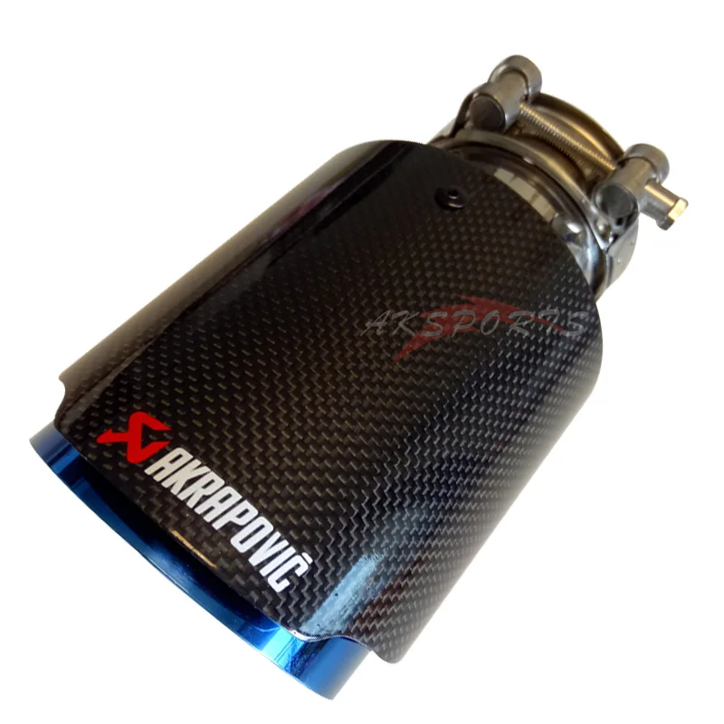 1 шт. Akrapovic автомобильные выхлопные трубы глянцевый карбоновый глушитель наконечник хвостового конца Универсальный прямой фланец из нержавеющей стали синий