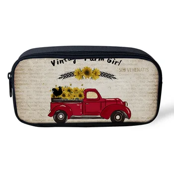 

Casual Cosmetic Bag Farm Girl Old Newspaper Sunflower Makeup Travel Bag Zipper Pencil Case Office Student Stationery