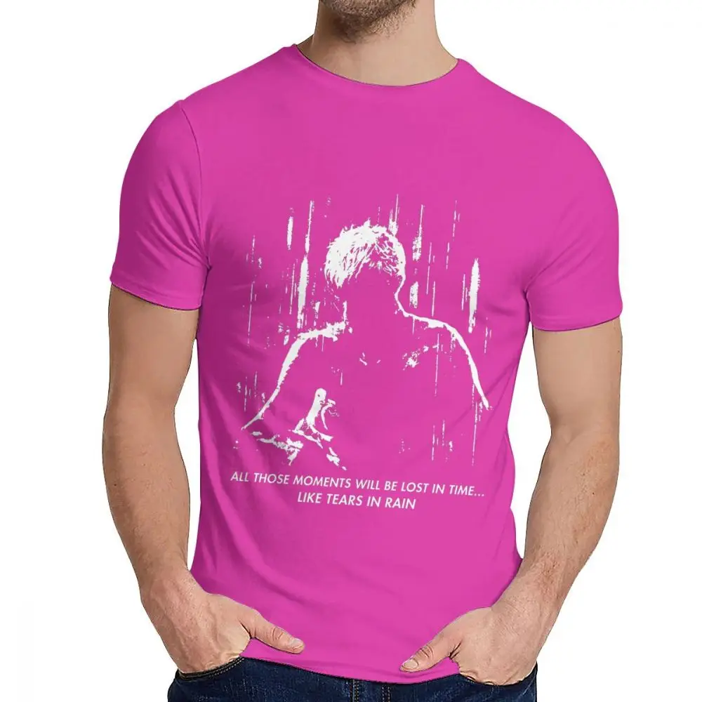 Тонкое лезвие бегун как слезы в дождь Футболка мужская сумасшедшая стиль удивительный Классический круглый вырез Camiseta - Цвет: Фуксия