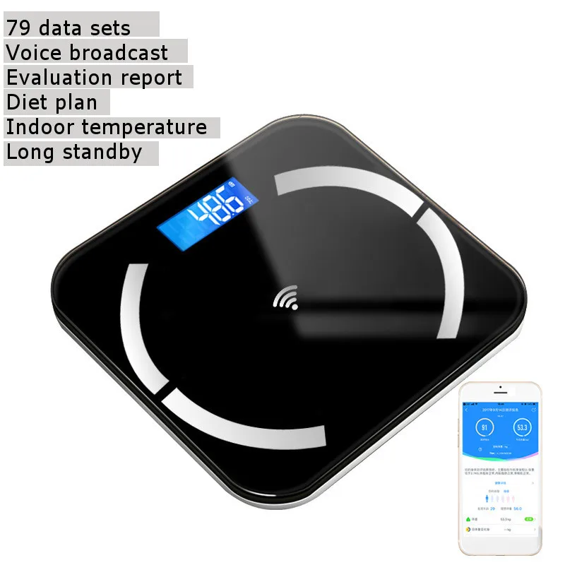 02 Black Bluetooth-весы напольные весы Умные Электронные с подсветкой дисплей светодиодный цифровой вес тела весы Ванная комната баланс BMI - Цвет: 02 Black