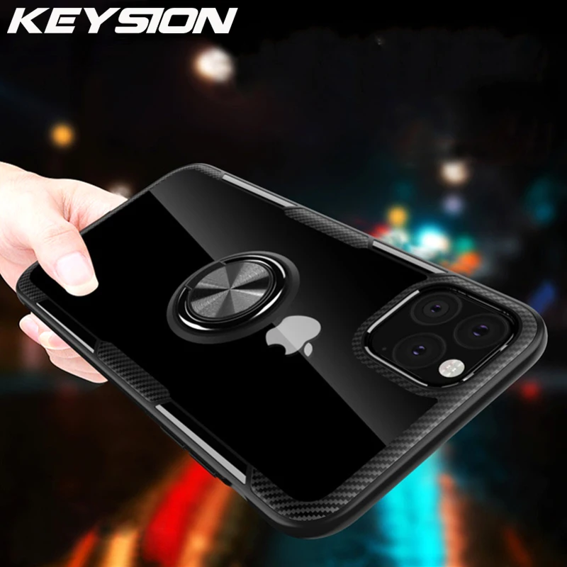 

KEYSION Ring Phone Case for iPhone 11 11 Pro 2019 Clear Soft Silicone Magnetic Car Holder Case For Apple iPhone 11 11 Pro Max