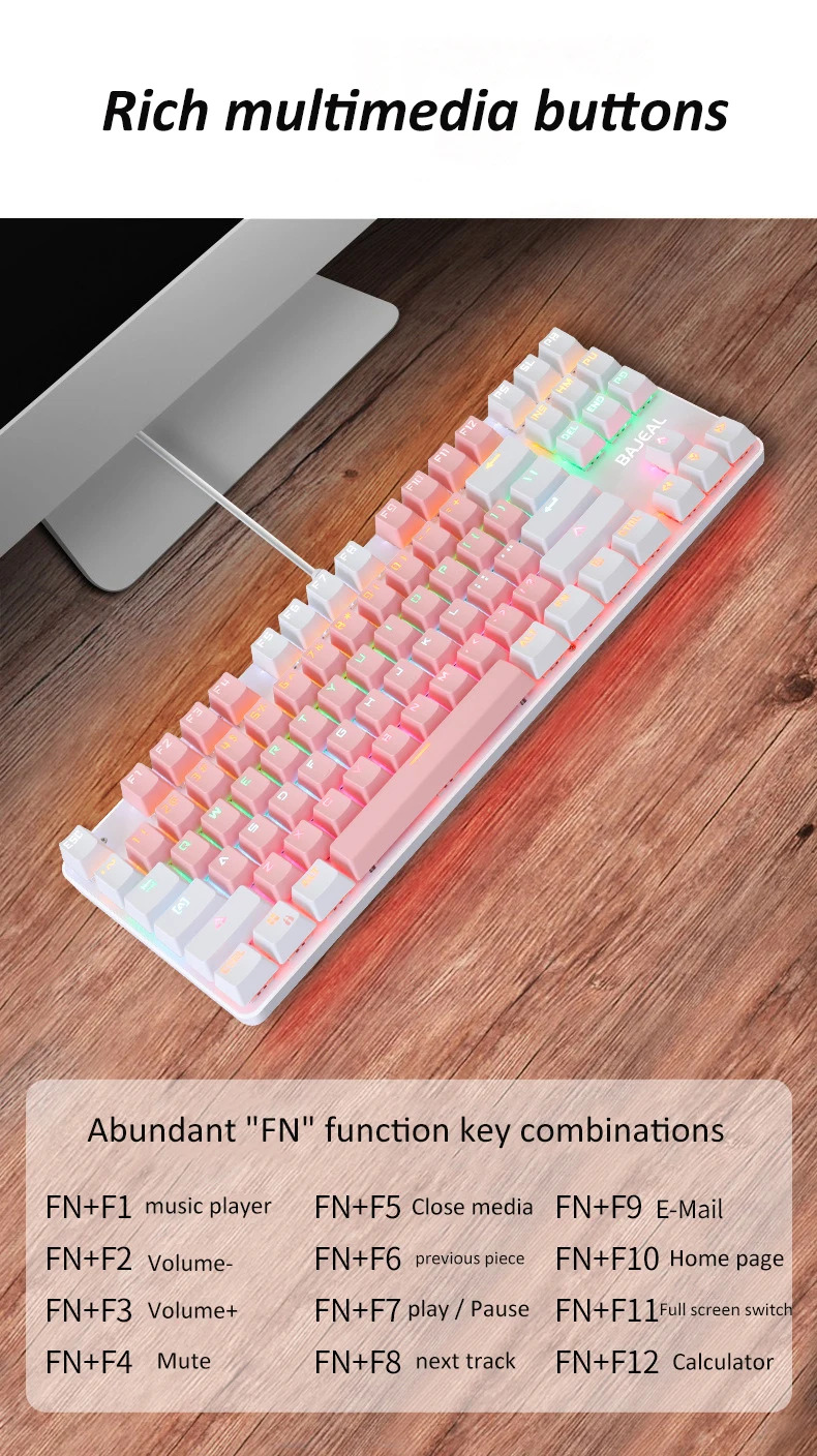anti-fantasma interruptor azul cor backlit teclado com