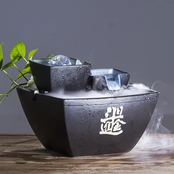 

Ceramic Waterscape Humidifier Home Decoration Office Desktop Water Fountain Tea Room Water Wheel Feng Shui Ornament Opening Gift