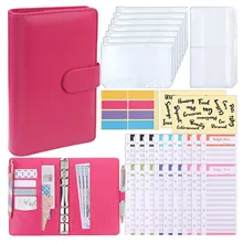 

A6 Binder Budget Cash Envelopes Organizer System,12 Expense Budget Sheets, 8 Zipper Binder Pockets, for Saving Money Planner