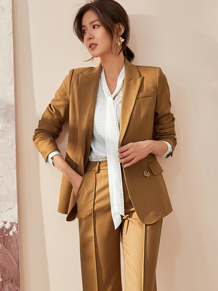 

Intellectual Curry suit 2020 Autumn new suit jacket pants slim professional two-piece set