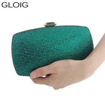 

Diamonds Women Evening Bags Green Color Day Clutch Rhinestones Chain Shoulder Handbags For Party Dinner Purse