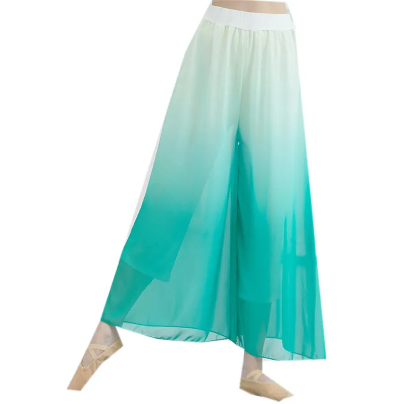 Wide Leg Dance Pants Women 2 Color Practice Wear Dancer Loose Trouser Chiffon Double Layers Black Red | Тематическая одежда и