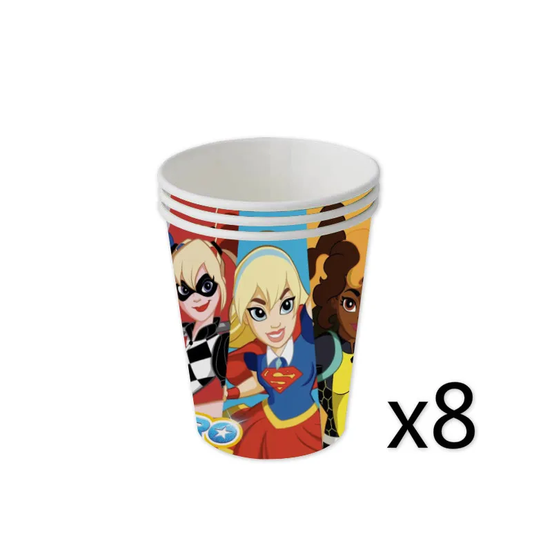 スーパーガール誕生日パーティーデコレーションDCヒーローハイスーパーヒーローテーマ用品,バナー,子供のためのカップ
