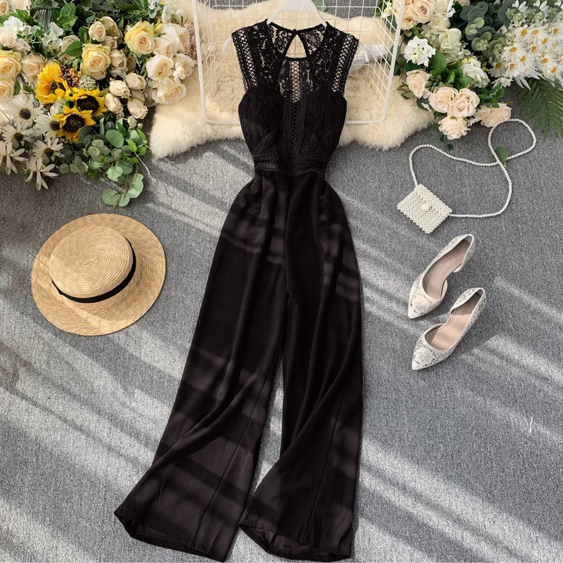 Guilantu Women Summer Office Overalls Length Jumpsuits Women O Neck Sleeveless Patchwork Lace Hollow Out Sexy Rompers Female Guilantu Women Summer Office Overalls Length Jumpsuits Women O Neck Sleeveless Patchwork Lace Hollow Out Sexy Rompers Female