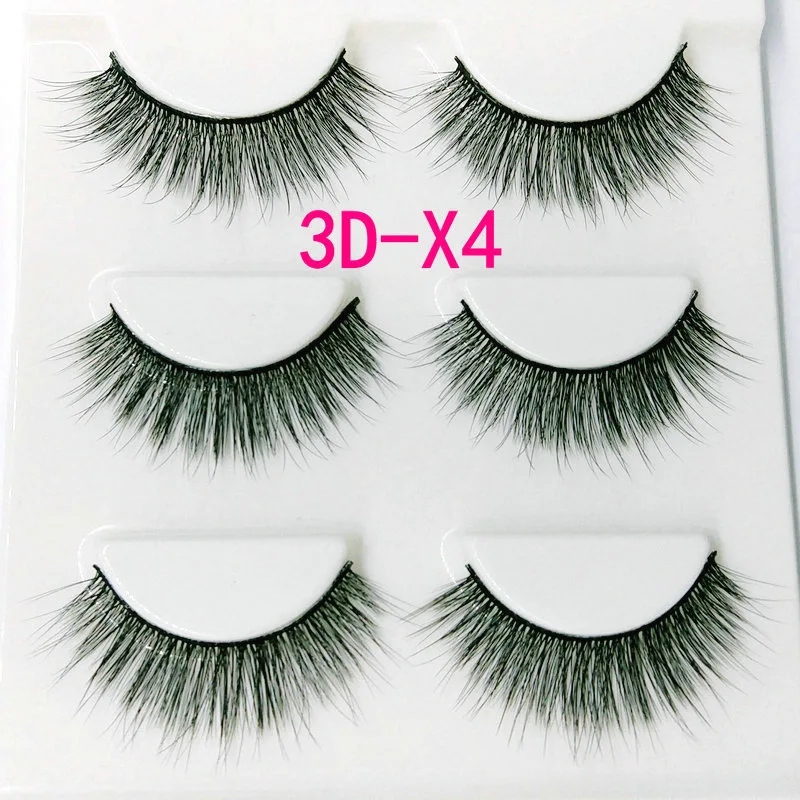 

3 Pairs 3D-x4 Handmade False Eyelashes Natural Realistic Densely Cross Makeup Eyelash Extension Tools