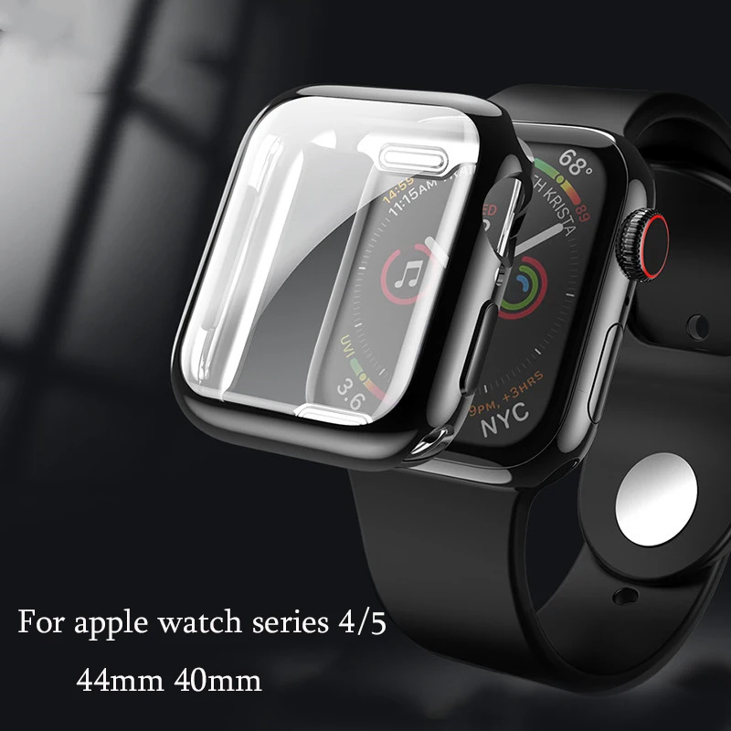 

All-inclusive plating case For apple watch series 4/5 apple watch 44/40mm soft clear TPU screen Protector Case Cover for iWatch