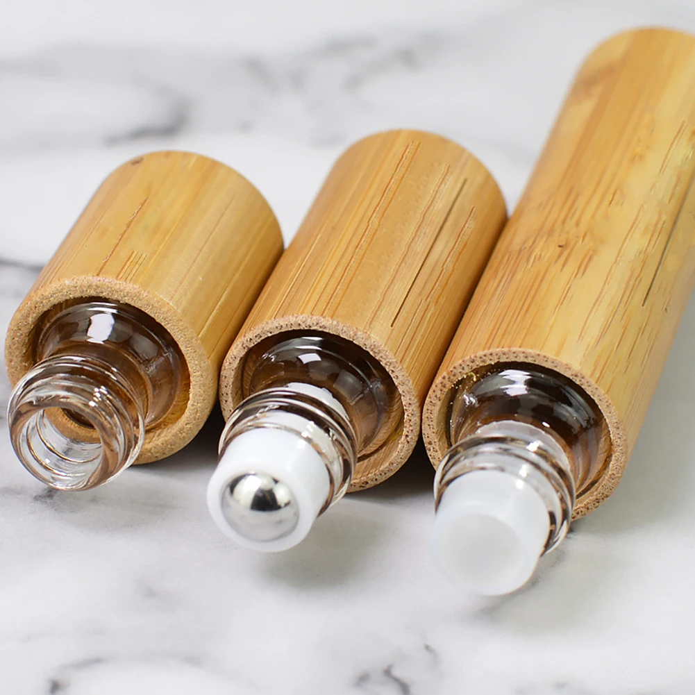 

1Pcs Bamboo Wood Glass Empty Essential Oil Makeup Perfume Aromatherapy Bottle Vial Refillable Bottles Portable Travel Container