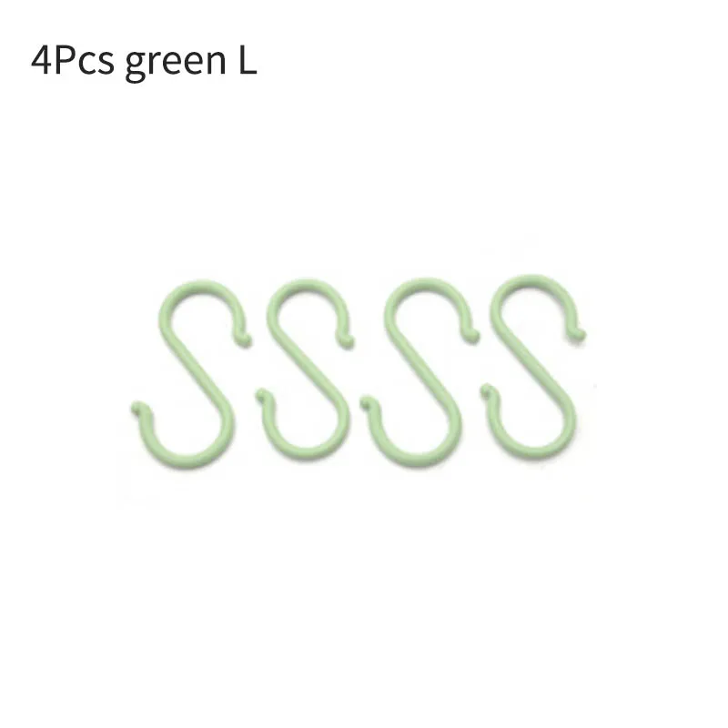 4Pcs green L Прочные кухонные крючки, вешалка для одежды s-образной формы, портативный пластиковый многоцелевой Домашний Органайзер, вешалка для детской коляски - Цвет: 4Pcs green L