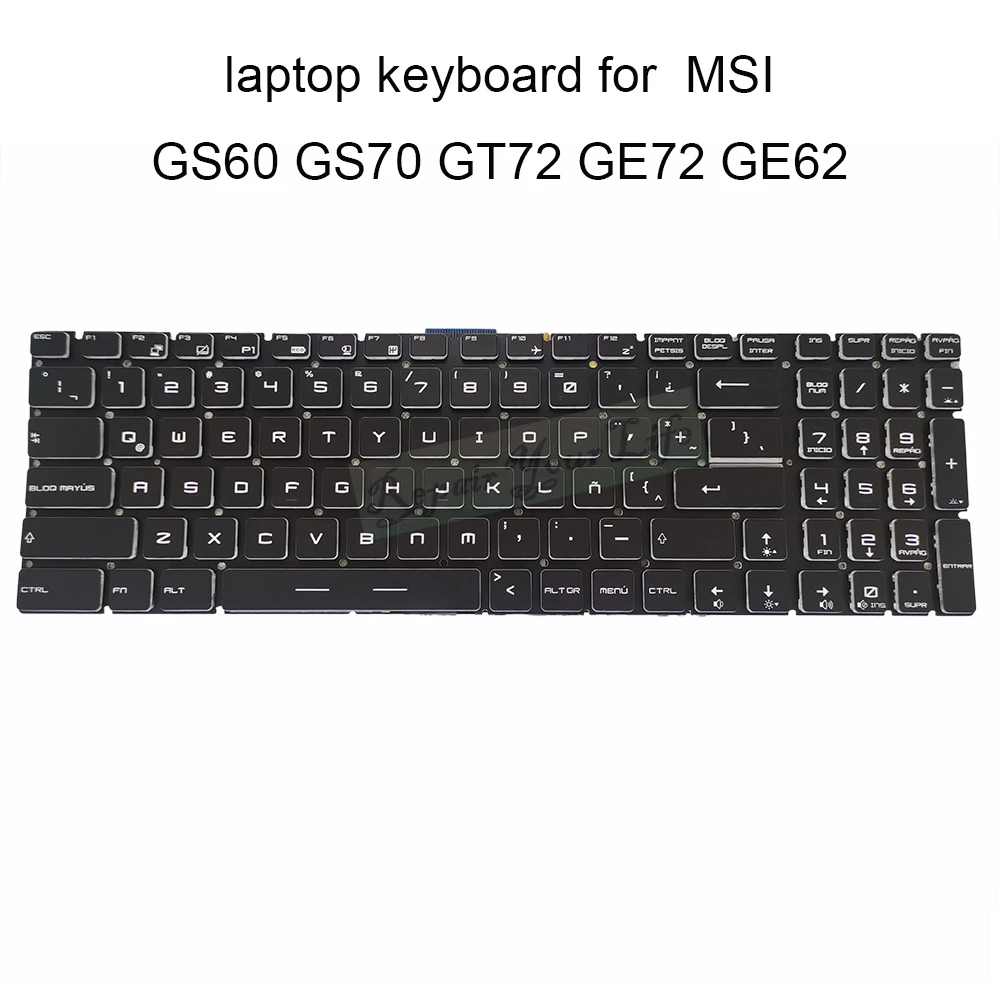 Teclado Backlight para Msi Gs60 Gs70 Gt72 Ge72 Ge62 Ws60 la Latin Preto Laptops Substituição Teclados V143422ak Original Novo